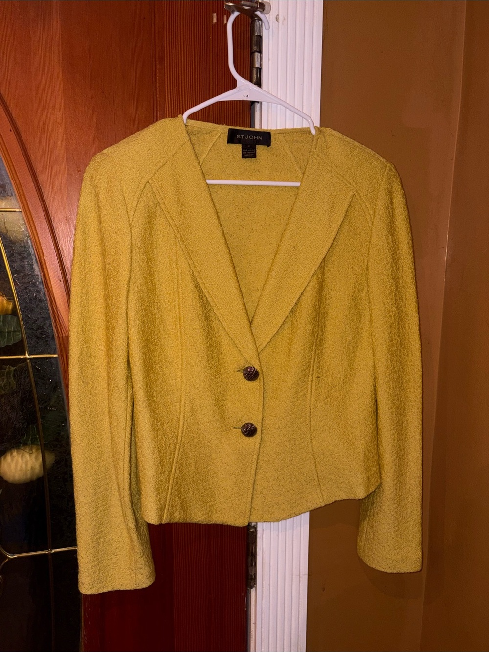 St. John Yellow Textured Knit Blazer - Picture 4 of 14